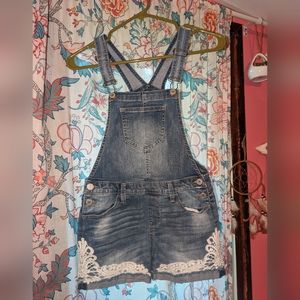 Light wash jean shortalls girls size 12 regular
